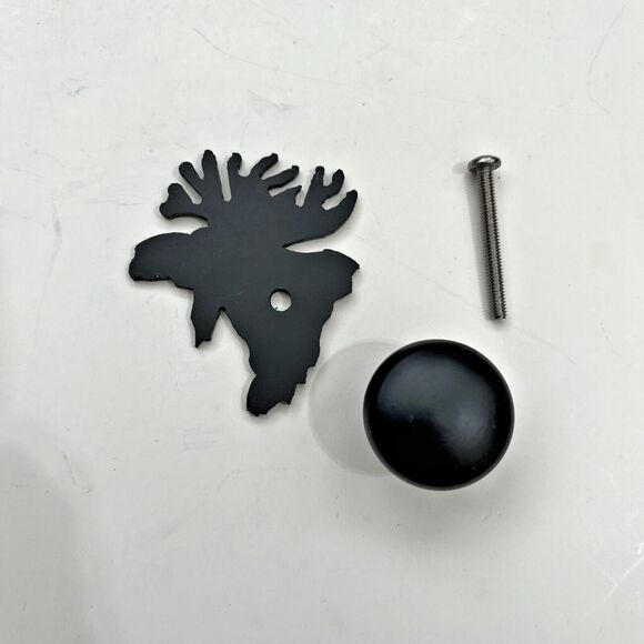 Rustic Moose Metal Drawer Knob Black Powder Coat Reversible Lodge Cabin - Picture 4 of 4